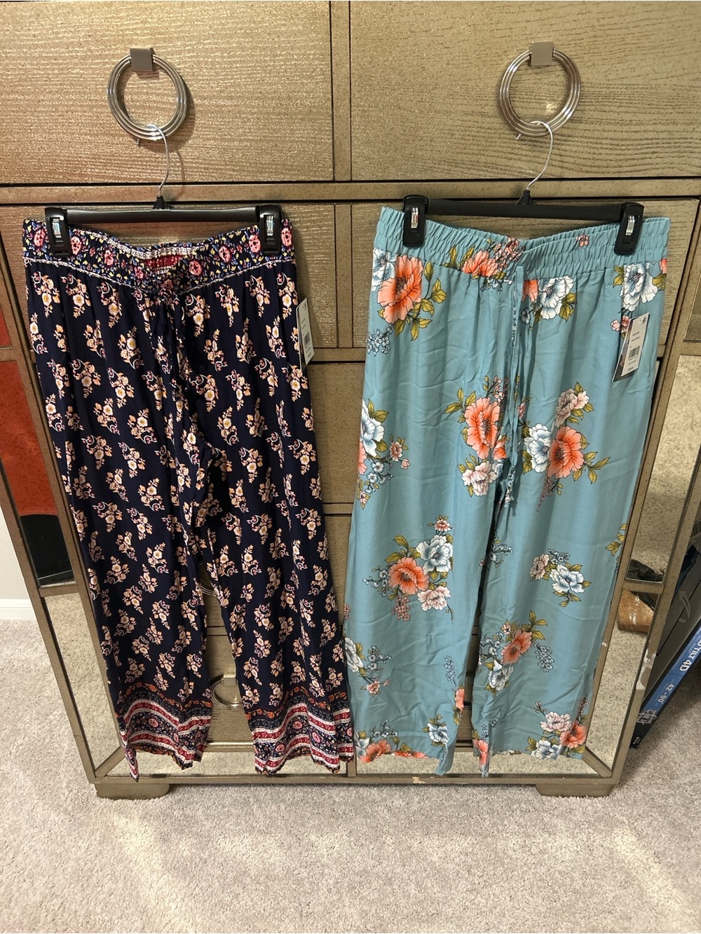 Macy's Floral Pants - Navy & Teal Floral